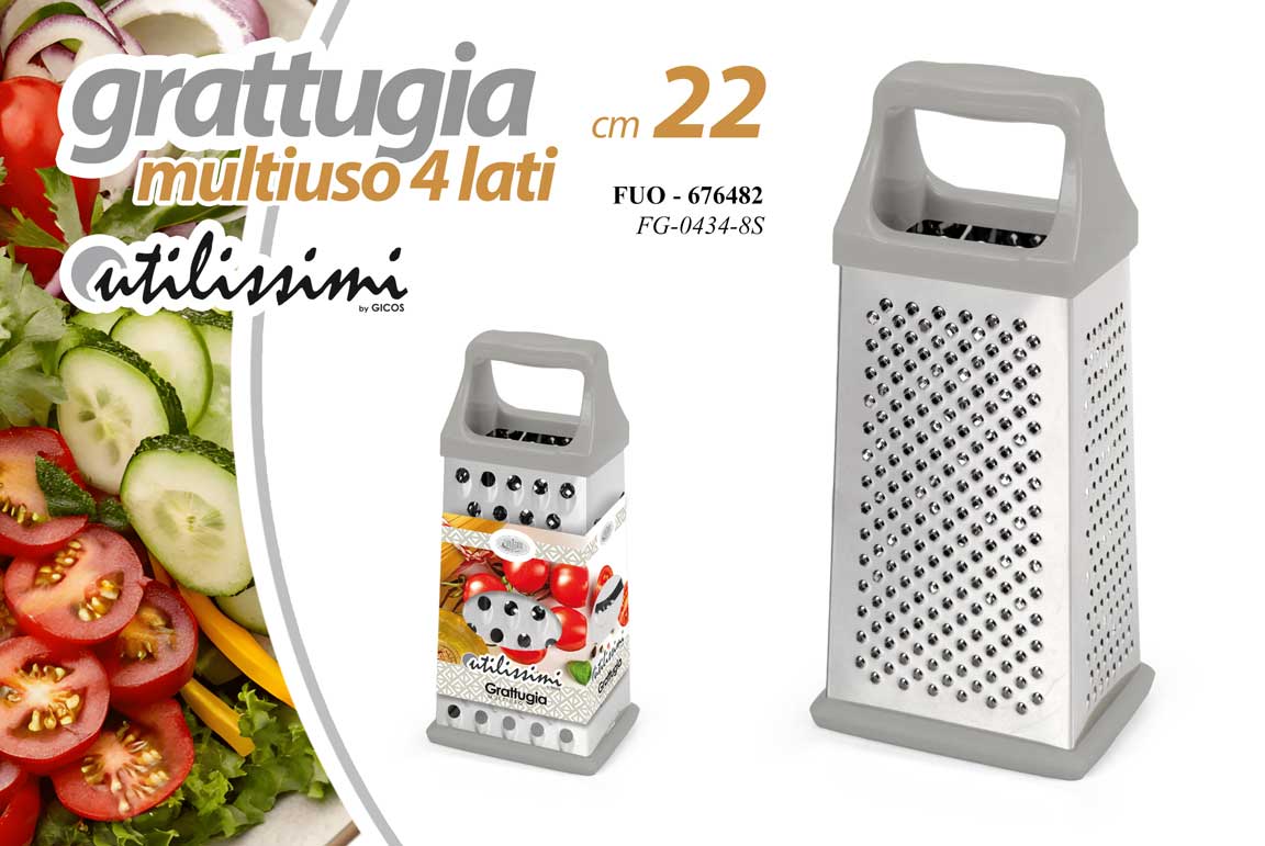 8025569676482 Grattugia multiuso 4 lati acciaio inox formaggio taglia verdure affetta 22x10x8 - immagine 1