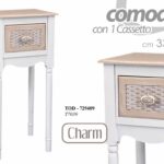 COMODINO h73*33*27cm CASSETTO INGRESSO COLONNINA SHABBY CHIC LEGNO PROVENZALE