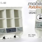 MOBILE PENSILE h60*54*15 CM CASSETTI RIPIANI APPENDINO LEGNO ANTICATO VINTAGE