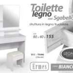 Mobile toilette trucco con specchio sgabello cassetto bianco moderno 155x80x40