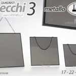 Set 3 specchi parete quadrati metallo nero moderno vintage design 27-22-17 cm