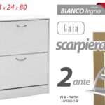 SCARPIERA SALVASPAZIO 2 ANTE DOPPIE MODERNA LEGNO ROVERE SBIANCATO 80*63*24cm