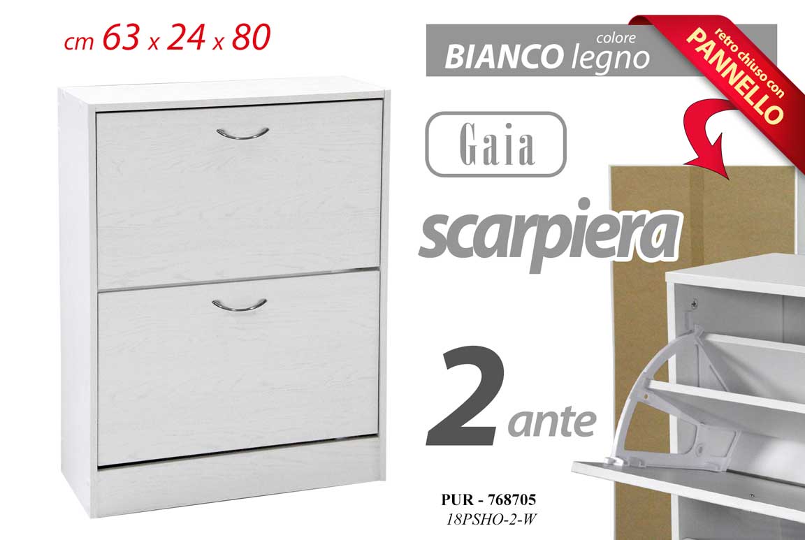 8025569768705 SCARPIERA SALVASPAZIO 2 ANTE DOPPIE MODERNA LEGNO ROVERE SBIANCATO 80*63*24cm - immagine 1