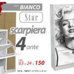SCARPIERA STAR SLIM 4 ANTE 150*63*24cm DOPPIA PROFONDITà SALVASPAZIO MODERNA
