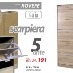 SCARPIERA MODERNA SALVASPAZIO SLIM 5 ANTE DOPPIA PROFONDITà ROVERE 191*63*24 cm