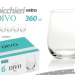 Set 6 bicchieri vetro trasparente acqua vino bibita tavola moderno 360 ml 11 cm
