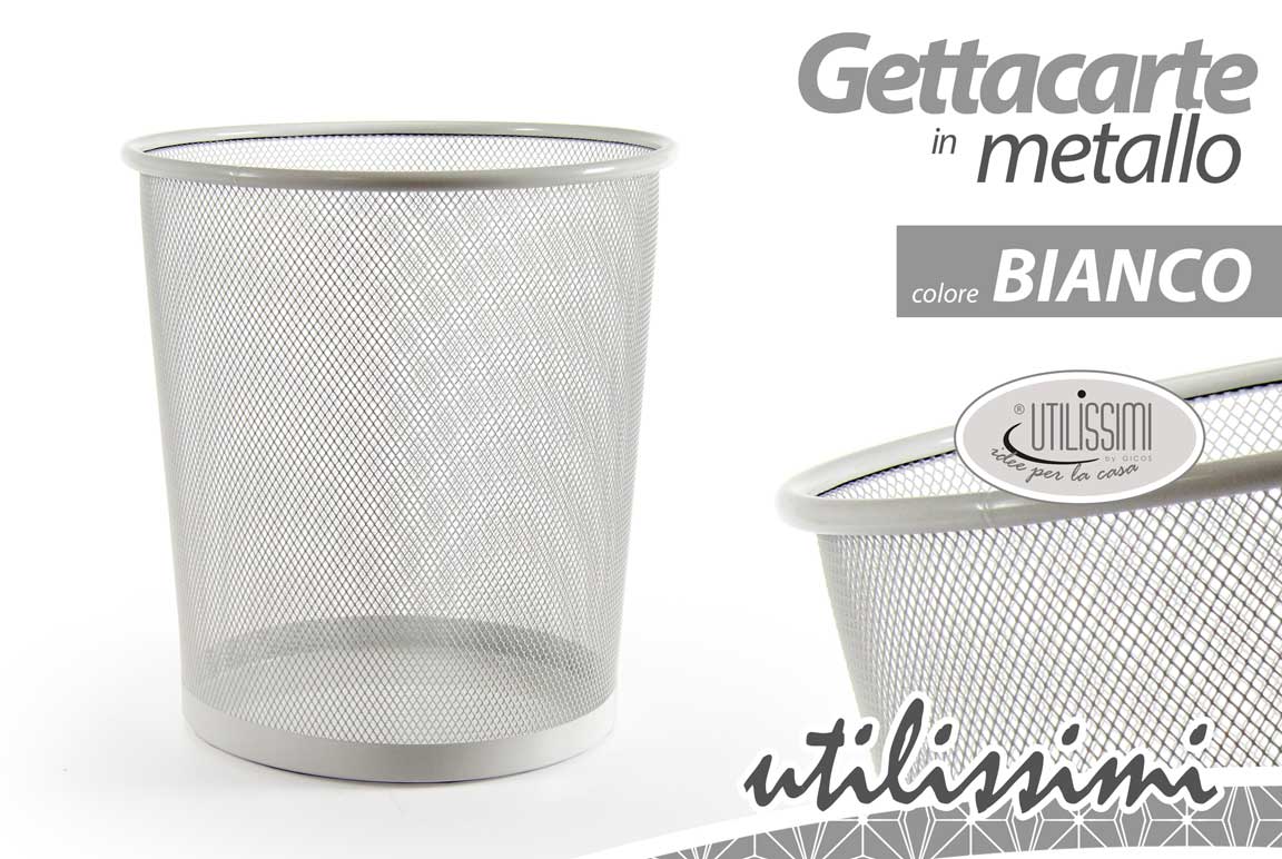 8025569797422 Cestino gettacarte pattumiera ufficio cameretta metallo traforato bianco 35*30 - immagine 1