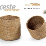 2 CESTE ERBA MARINA CESTA TONDA NATURALE MARRONE SALOTTO INGRESSO CUCINA CAMERA