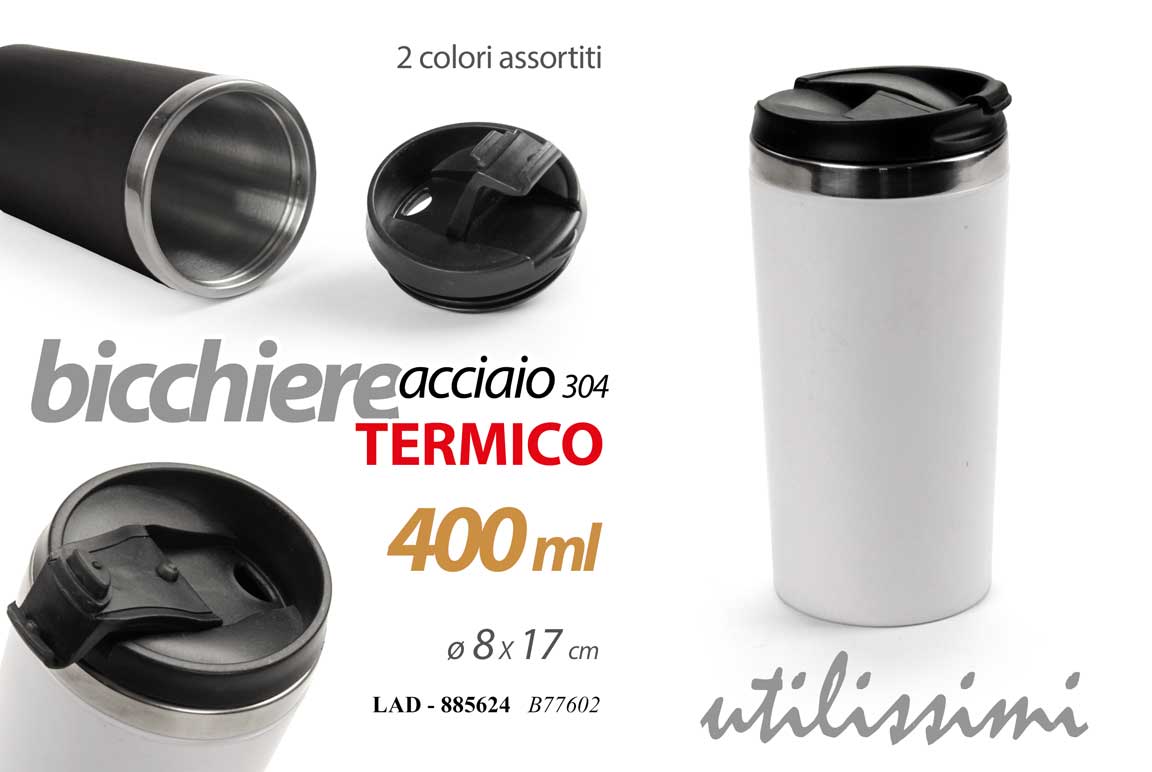 8025569885624 Bicchiere termico acciaio ermetico tazza viaggio ufficio caffè tè ass 17x8 cm - immagine 1
