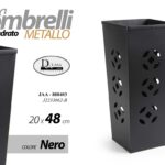 Portaombrelli quadrato metallo moderno nero traforato loft casa ufficio 48*20 cm