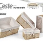 Set 4 ceste intrecciate naturali shabby chic rettangolari foderate 40-36-31-26cm