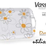 Vassoio rettangolare manici bibite melamina margherite fiori bianco 41*29*2 cm