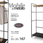 Stand appendiabiti metallo nero ripiani legno Guardaroba scaffale 167x83x39 cm
