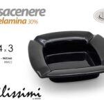 Posacenere melamina nero quadrato design moderno infrangibile casa bar 14x3 cm