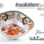 Ciotola insalatiera scodella quadrata melamina servizio fiori romantic 18*6 cm