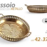Vassoio centrotavola svuotatasche metallo oro tondo vintage moderno 42*37*10 cm