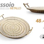 Vassoio centrotavola svuotatasche metallo oro bianco tondo vintage moderno 48 cm