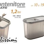 Contenitore cucina porta pasta cereali legumi dispensa plastica grigio 12x19x10