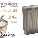 Contenitore cucina porta pasta cereali legumi dispensa plastica grigio 24x19x10