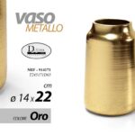 Vaso fiori metallo oro moderno dorato Portafiori centrotavola cilindro 22x14 cm