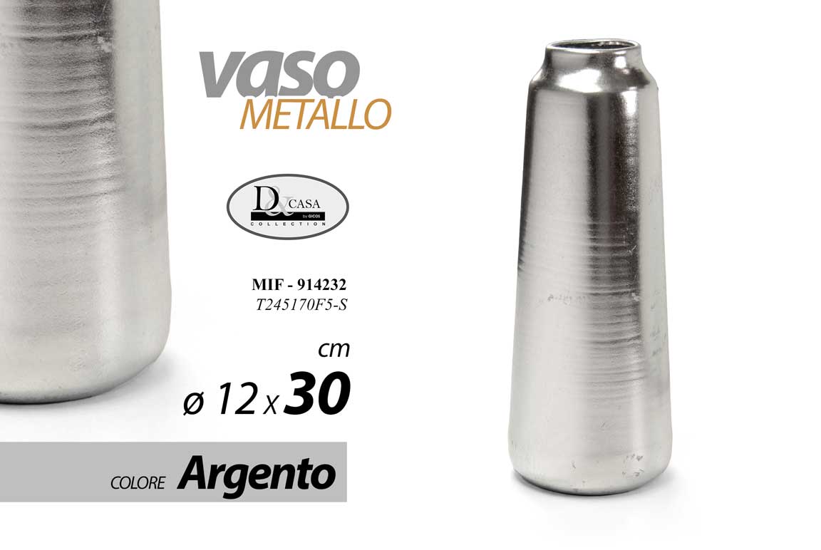 8025569914232 Vaso fiori metallo argento moderno dorato Portafiori centrotavola cilindro 30 cm - immagine 1