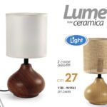 Lampada abatjour lumetto ceramica tavolo comodino moderno stile legno ass 27 cm