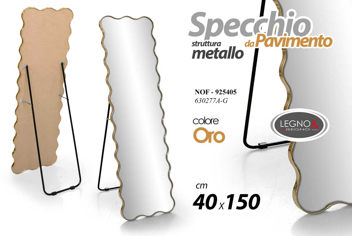 8025569925405 Specchio pavimento Specchiera terra figura intora oro moderno cornice met 150 cm - immagine 1