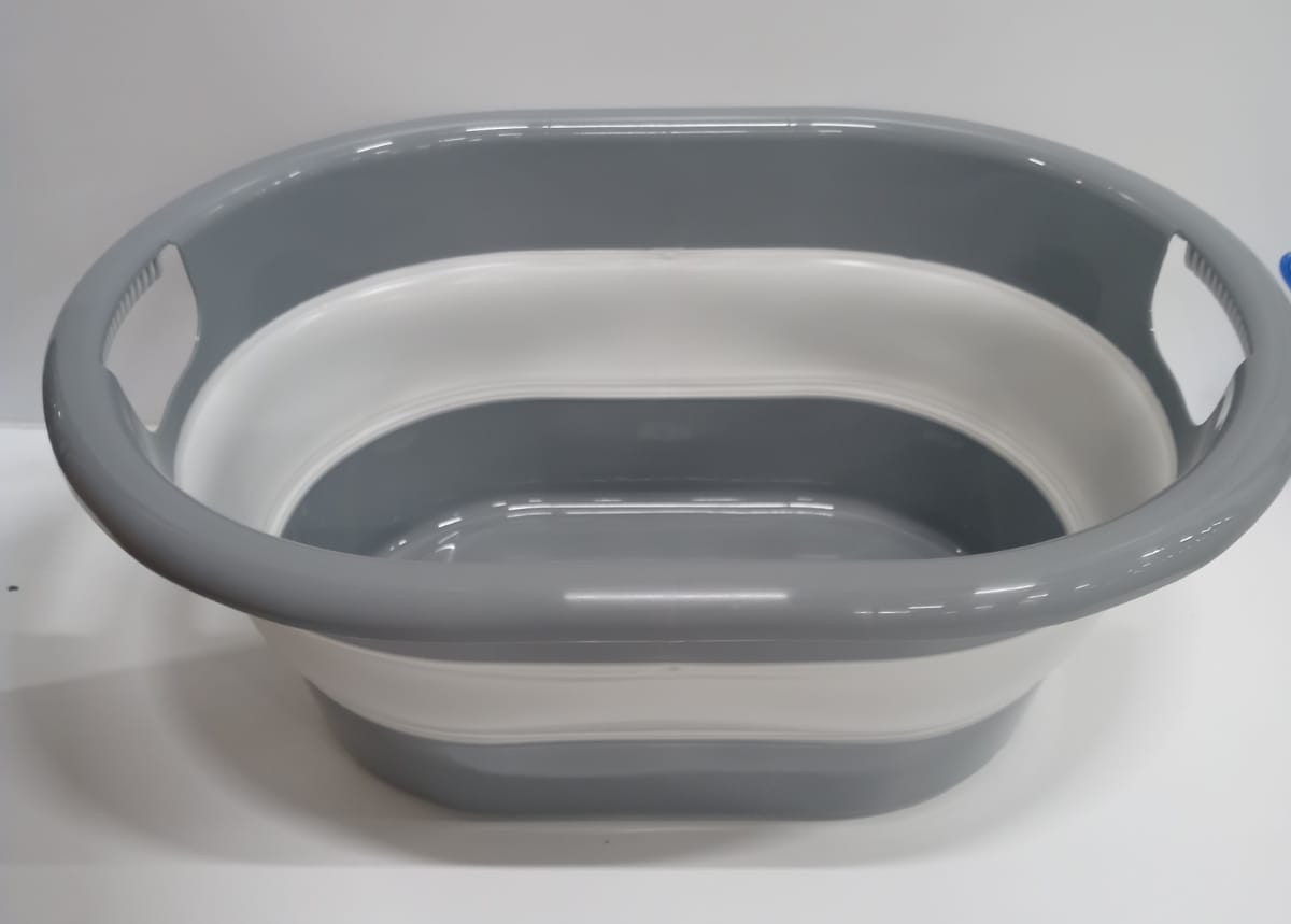 8025569926334 Cesto bacinella bucato biancheria panni bagno pieghevole plastic ass 49*36*21 cm - immagine 1