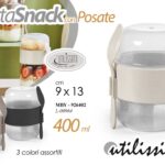 Contenitore porta snack yogurt cereali ufficio scuola ermetico plast ass 13*9 cm
