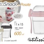 Contenitore porta snack yogurt cereali ufficio scuola ermetico plast ass 15x11cm
