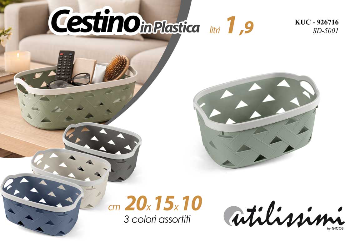 8025569926716 Cesto bucato biancheria panni lavanderia bagno contenitore plastica ass 20*15*10 - immagine 1