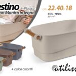 Cestino cesto cesta biancheria panni bagno manico legno plastica ass 40x22x18 cm