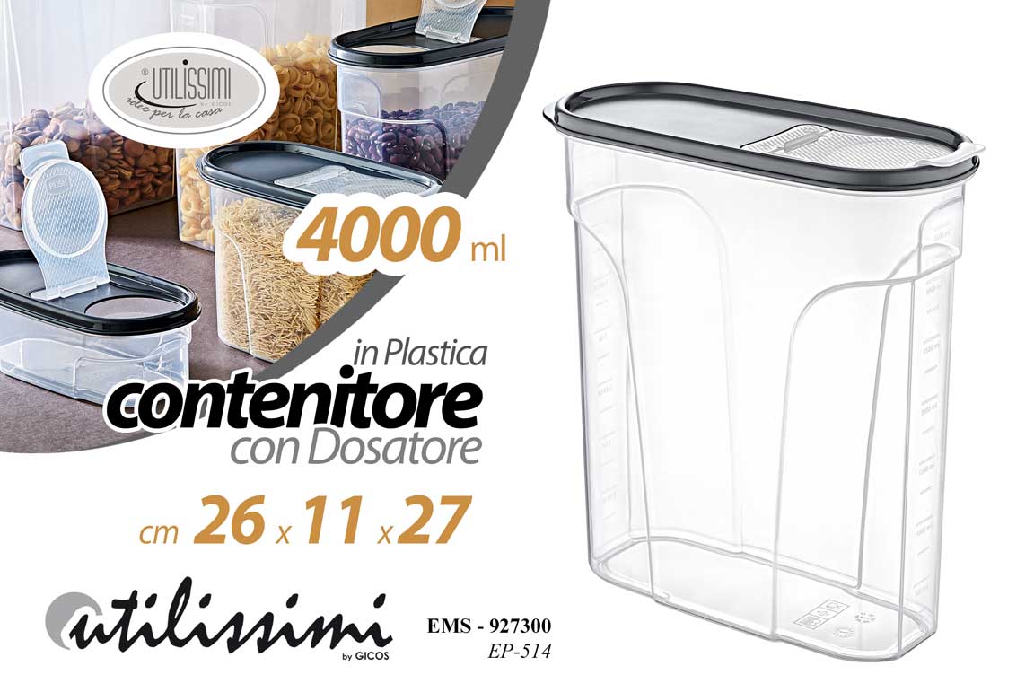 8025569927300 Contenitore cucina porta pasta cereali legumi dispensa plastica traspar 26*11*27 - immagine 1