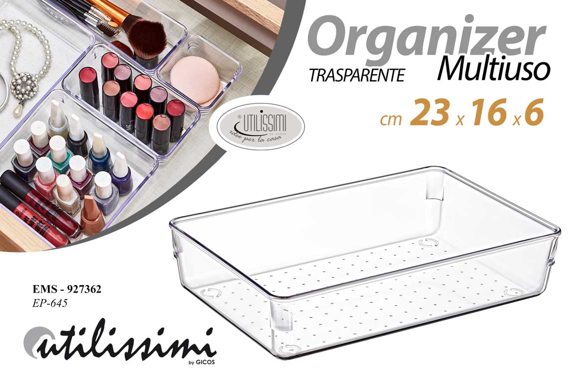 8025569927362 Organizer frigo cucina bagno trucco cassetti salvaspazio plastica trasp 23*16*6 - immagine 1