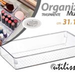Organizer frigo cucina bagno trucco cassetti salvaspazio plastica trasp 31x16x6