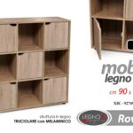 MOBILETTO LIBRERIA BASSA CUBO SALVASPAZIO SCAFFALE ARMADIETTO ROVERE 90*30*h93cm