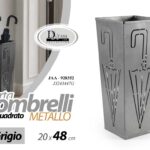 Portaombrelli quadrato metallo moderno grigio traforato loft casa ufficio 48 cm