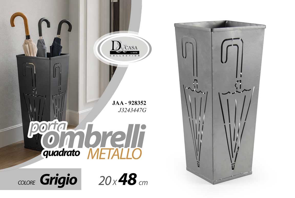 8025569928352 Portaombrelli quadrato metallo moderno grigio traforato loft casa ufficio 48 cm - immagine 1