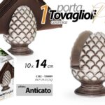 Portatovaglioli tavola pigna ceramica bianca eff anticato stil sicilia 14x10 cm