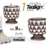 Porta candela tealight pigna ceramica bianca eff anticato stil sicilia 7*6 cm