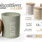 Barattolo biscottiera contenitore biscotti ceramica tappo legno erm cucina 17x13