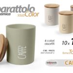 Barattolo caffè cucina ceramica tappo ermetico legno moderno color ass 13x10 cm