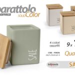 Barattolo sale ceramica legno moderno quadrato minimal cucina regalo ass 12 cm