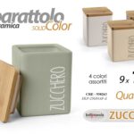 Barattolo zucchero ceramica legno moderno quadrato minimal cucina color as 12 cm
