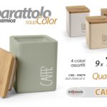 Barattolo caffè ceramica legno moderno quadrato minimal cucina color as 12 cm