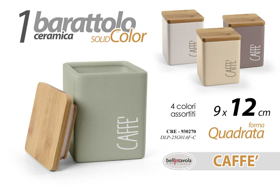 8025569930270 Barattolo caffè ceramica legno moderno quadrato minimal cucina color as 12 cm - immagine 1