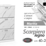 SCARPIERA 3 ANTE MARMO COLOR MODERNA SLIM DOPPIA SALVASPAZIO LEGNO H115*L63*P24