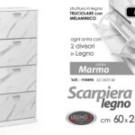 SCARPIERA 4 ANTE MARMO COLOR MODERNA SLIM DOPPIA SALVASPAZIO LEGNO H150*L63*P24