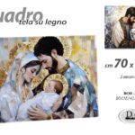 Quadro parete tela legno sacra famiglia natività moderno stile mosaico ass 70x50