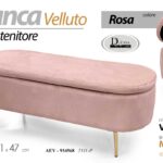 Panca contenitore pouf Panchina velluto rosa pink gambe metallo oro 122x47x41 cm